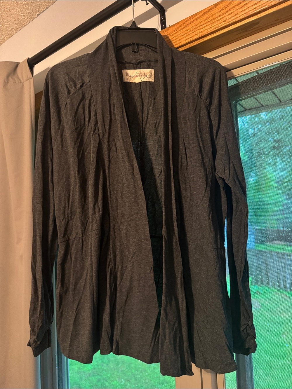 Aventura Women's Dark Gray Open-Front Lightweight Cardigan